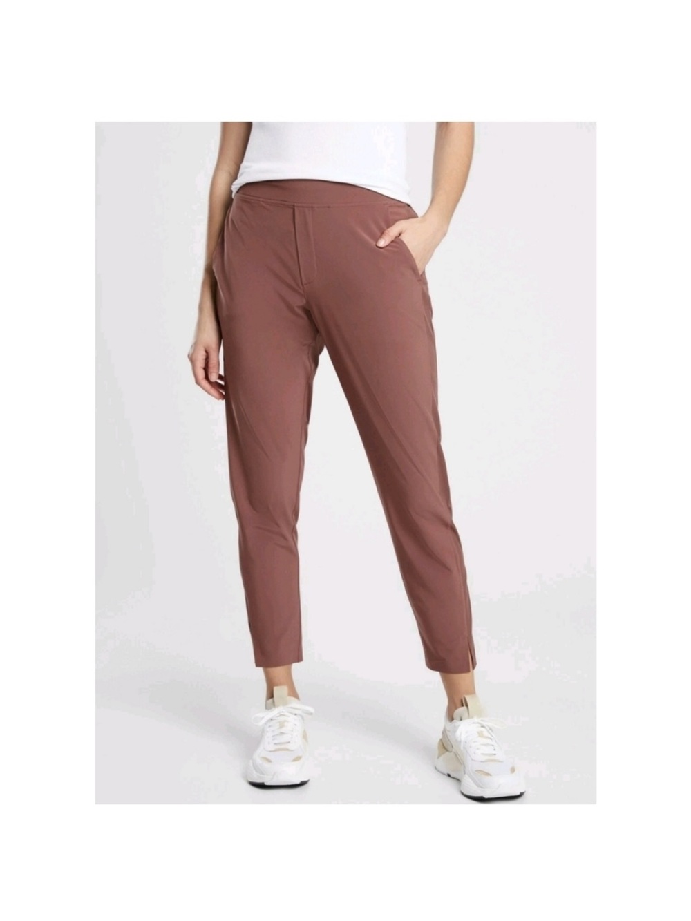 Athleta Brooklyn ankle pant in a dusty rose color